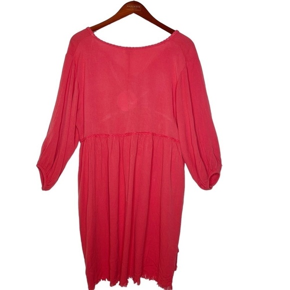 UMGEE NWT Boho V Neck Frayed Hem Dress Size Medium in Coral - Picture 10 of 13